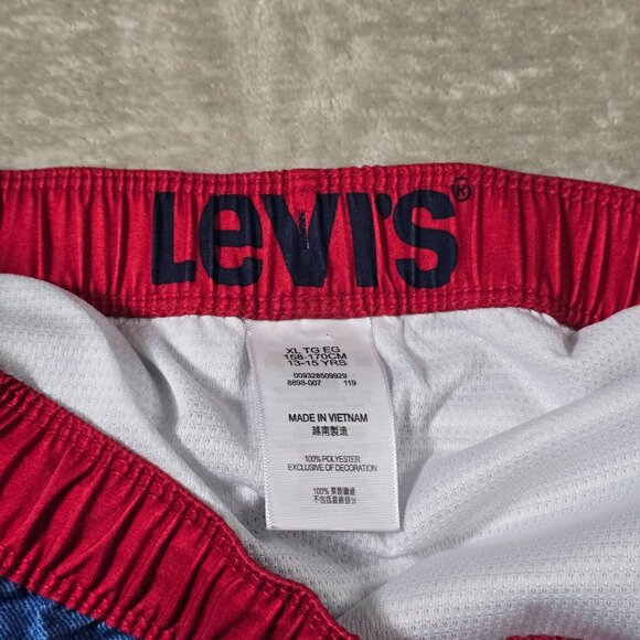 Levi’s Swim Trunks Youth XL Blue Red Logo Board Shorts 13–15 Yrs Lined - Picture 11 of 12